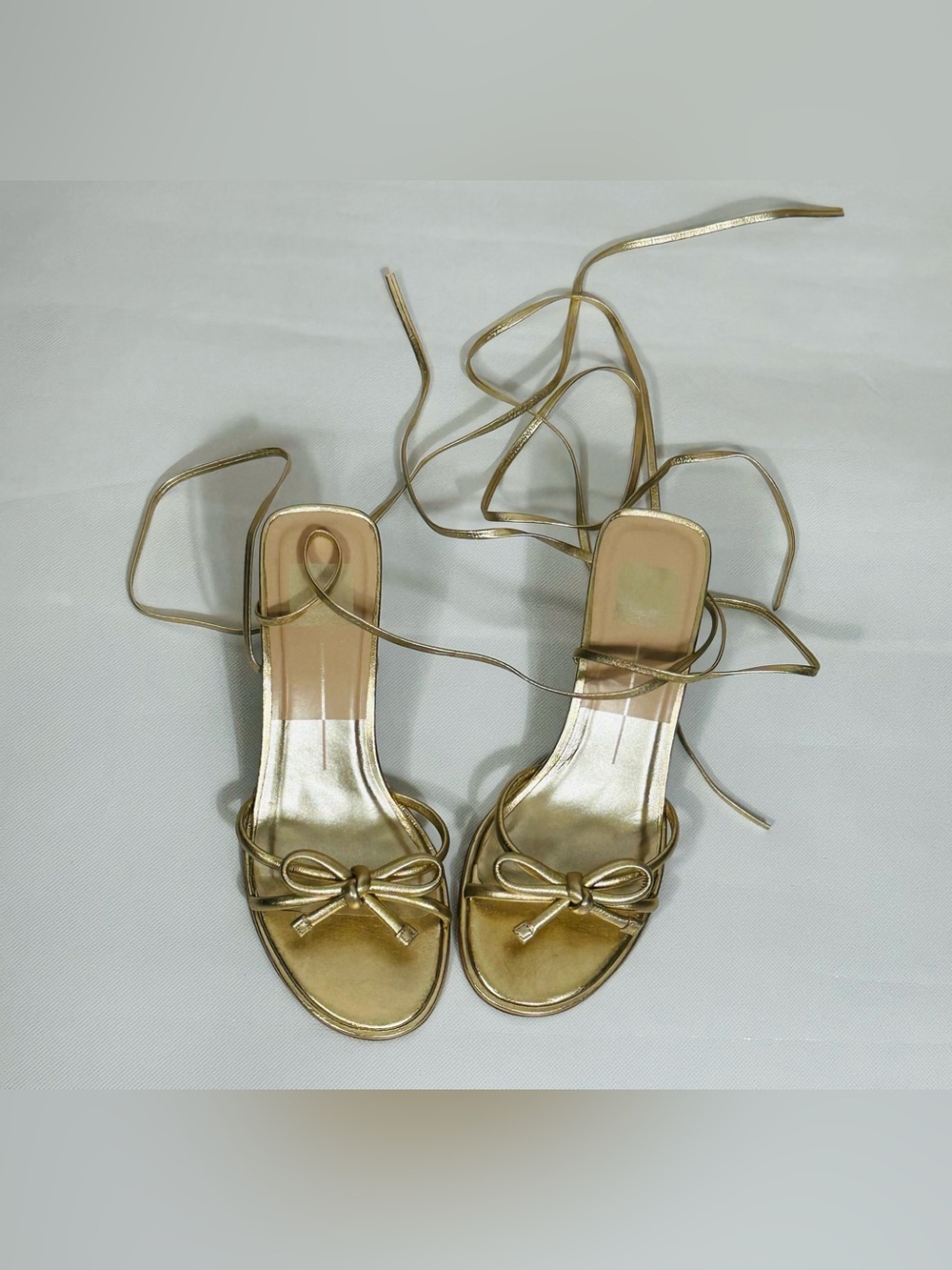 Dolce Vita Metallic Gold Lace-Up Bow Sandals